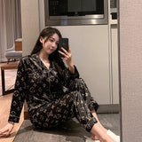 Fashion Sleepwear Silk Satin Pajamas Couple Set Long Button-Down Pyjamas Suit Pijama Women Men Loungewear Plus Size Pj Set M-5XL jinquedai