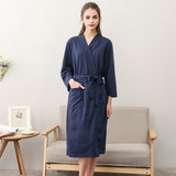 Spring and Summer Couple Nightgown One Piece Solid Color Waffle Cardigan Three-Quarter Sleeve Robe jinquedai