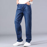 Jingquedai cotton stretch men&#39;s straight loose loose summer thin jeans 2022 spring classic brand casual lightweight jeans blue jinquedai