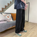 Jingquedai2022 Men&#39;s Fashion Wide Leg Pants Baggy Homme Men Denim Trousers Classic Cargo Pocket Jeans Blue Men Casual Pants S-3XL jinquedai