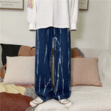 Jingquedai2022 Men&#39;s Fashion Wide Leg Pants Baggy Homme Men Denim Trousers Classic Cargo Pocket Jeans Blue Men Casual Pants S-3XL jinquedai