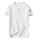 Jingquedai   New Mens Basic Shirts Spring Summer Casual Shirt Short Sleeve Cotton Linen Shirts Men Loose Collar Shirt silk Chemise Homme Tops jinquedai