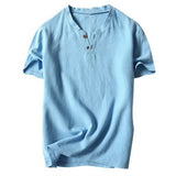 Jingquedai   New Mens Basic Shirts Spring Summer Casual Shirt Short Sleeve Cotton Linen Shirts Men Loose Collar Shirt silk Chemise Homme Tops jinquedai