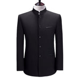 Chinese Style Mandarin Stand Collar Business Casual Wedding Slim Fit Blazer Men Casual Suit Jacket Male Coat 4XL jinquedai