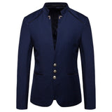 Chinese Style Mandarin Stand Collar Business Casual Wedding Slim Fit Blazer Men Casual Suit Jacket Male Coat 4XL jinquedai