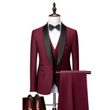 Men Skinny 3 Pieces Set Formal Slim Fit Tuxedo Prom Suit / Male Groom Wedding Blazers High Quality Dress Jacket Coat Pants Vest jinquedai