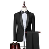 Men Skinny 3 Pieces Set Formal Slim Fit Tuxedo Prom Suit / Male Groom Wedding Blazers High Quality Dress Jacket Coat Pants Vest jinquedai