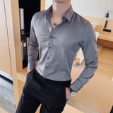 Jingquedai   British Style Long Sleeve Shirt Men Clothing Fashion 2022 Autumn Business Formal Wear Chemise Homme Slim Fit Camisa Masculina jinquedai