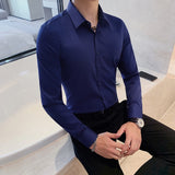 British Style Long Sleeve Shirt Men Clothing Fashion 2022 Autumn Business Formal Wear Chemise Homme Slim Fit Camisa Masculina jinquedai