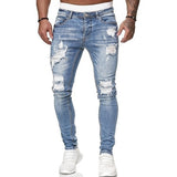 2022 Jeans Men Ripped Skinny Hole Trousers Stretch Slim Denim Pants Large Size Hip Hop Black Blue Casual Jogging Jeans for Men jinquedai