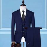 Formal Business Wedding 3 Pieces Suit Set / Male 2022 Blazers Jacket Pants Vest Trousers Dress Waistcoat jinquedai