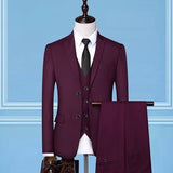 Formal Business Wedding 3 Pieces Suit Set / Male 2022 Blazers Jacket Pants Vest Trousers Dress Waistcoat jinquedai