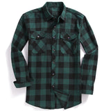 2022 New Men Casual Plaid Flannel Shirt Long-Sleeved Chest Two Pocket Design Fashion Printed-Button (USA SIZE S M L XL 2XL) jinquedai