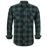 Jinquedai New Men Plaid Flannel Shirt Spring Autumn Male Regular Fit Casual Long-Sleeved Shirts For (USA SIZE S M L XL 2XL) jinquedai