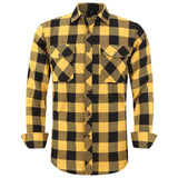 Jinquedai New Men Plaid Flannel Shirt Spring Autumn Male Regular Fit Casual Long-Sleeved Shirts For (USA SIZE S M L XL 2XL) jinquedai