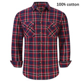 Jinquedai New Men Plaid Flannel Shirt Spring Autumn Male Regular Fit Casual Long-Sleeved Shirts For (USA SIZE S M L XL 2XL) jinquedai