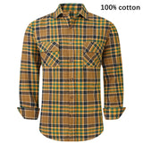 2022 New Men&#39;s Plaid Flannel Shirt Spring Autumn Male Regular Fit Casual Long-Sleeved Shirts For (USA SIZE S M L XL 2XL) jinquedai