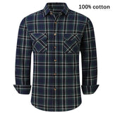 2022 New Men&#39;s Plaid Flannel Shirt Spring Autumn Male Regular Fit Casual Long-Sleeved Shirts For (USA SIZE S M L XL 2XL) jinquedai