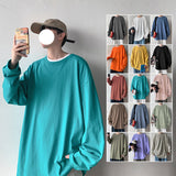100% Cotton Oversize  Men&#39;s Women T-shirt Man Long sleeves Pure Color Men t shirt T-shirts For Male Female Tops jinquedai