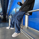 Men Jeans Wide Leg Denim Cargo jean pants Loose Straight Baggy Men&#39;s Jeans hip hop Streetwear Skateboard  Neutral denim Trousers jinquedai