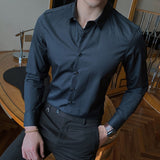 New Fashion Cotton Long Sleeve Shirt Solid Slim Fit Male Social Casual Business White Black Dress Shirts 5XL 6XL 7XL 8XL jinquedai