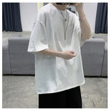 100% Cotton Five Half Sleeve Men&#39;s Women Summer T-shirt Loose Short-sleeved Casual Basic Shirt O Neck Solid Color Oversize jinquedai