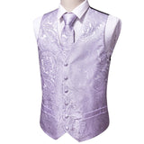 Designer Mens Classic Black Paisley Jacquard Folral Silk Waistcoat Vests Handkerchief Tie Vest Suit Pocket Square Set Barry.Wang jinquedai