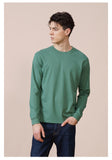 Jinquedai Spring New Long Sleeve T Shirt Men Solid Color 100% Cotton O-neck Tops Plus Size High Quality T-shirt jinquedai