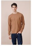 Jinquedai Spring New Long Sleeve T Shirt Men Solid Color 100% Cotton O-neck Tops Plus Size High Quality T-shirt jinquedai