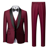Men Mariage Color Block Collar Suits Jacket Trousers Waistcoat Male Business Casual Wedding Blazers Coat Vest Pants 3 Pieces Set jinquedai