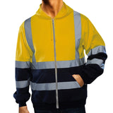 VICABO Men Stripe Patchwork Hooded  Jacket Ski Hoodies Reflective Visibility Workwear Coat Color Block Work Wear jinquedai