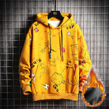 Single Road Men Anime Hoodies Men Hip Hop Harajuku Sweatshirt Male Japanese Streetwear Oversized Yellow Hoodie Men Fashion jinquedai