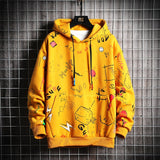 Single Road Men Anime Hoodies Men Hip Hop Harajuku Sweatshirt Male Japanese Streetwear Oversized Yellow Hoodie Men Fashion jinquedai
