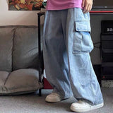 Jingquedai Baggy Jeans Trousers Male Denim Pants Black Wide Leg Pants Men&#39;s Jeans Loose Casual Korean Streetwear Hip Hop Harajuku jinquedai