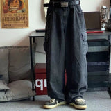 Jingquedai Baggy Jeans Trousers Male Denim Pants Black Wide Leg Pants Men&#39;s Jeans Loose Casual Korean Streetwear Hip Hop Harajuku jinquedai