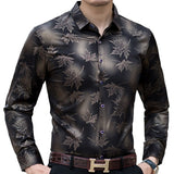 Jingquedai   2022 New Social Long Sleeve Maple Leaf Designer Shirts Men Slim Fit Vintage Fashions Men&#39;s Shirt Man Dress Jersey Clothing 36565 jinquedai