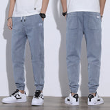 Jingquedai Spring Summer Men&#39;s Jeans Cotton Denim Hip Hop Slack Bottom Joggers Streetwear Skinny Blue Pants Hombre Harem Trousers Men M-4XL jinquedai