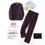 Men&#39;s Home Suits Long-sleeved Trousers Suits for Autumn and Winter Pijamas for Men Flannel Plaid Design Pajamas for Men jinquedai