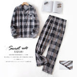 Men&#39;s Home Suits Long-sleeved Trousers Suits for Autumn and Winter Pijamas for Men Flannel Plaid Design Pajamas for Men jinquedai