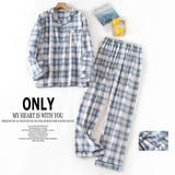Men&#39;s Home Suits Long-sleeved Trousers Suits for Autumn and Winter Pijamas for Men Flannel Plaid Design Pajamas for Men jinquedai