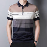 Brand Short Sleeve Polo Tee Shirt Men Casual Summer Striped Men Clothing Polos Shirts Mens Fashion Slim Fit Poloshirt jinquedai