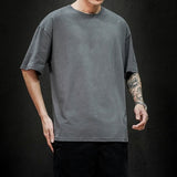 New Summer Men&#39;s T Shirt Fashion Solid T Shirt Mens Oversized Hip Hop Short Sleeve Casual Cotton Mens Streetwear Top Tees jinquedai