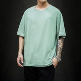 New Summer Men&#39;s T Shirt Fashion Solid T Shirt Mens Oversized Hip Hop Short Sleeve Casual Cotton Mens Streetwear Top Tees jinquedai