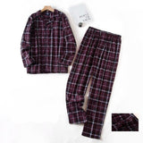 7xl Extra-large Plus Size Men&#39;s Autumn and Winter Plaid Design Long-sleeved Trousers Suits Flannel Home Clothes Men Pajamas Set jinquedai