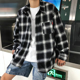 Jinquedai   Flannel Plaid Shirts Men Streetwear Casual Versatile Autumn High Quality Male Harajuku Oversized Retro Long-sleeved Blouses jinquedai