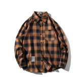 Jinquedai   Flannel Plaid Shirts Men Streetwear Casual Versatile Autumn High Quality Male Harajuku Oversized Retro Long-sleeved Blouses jinquedai