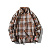 Jinquedai   Flannel Plaid Shirts Men Streetwear Casual Versatile Autumn High Quality Male Harajuku Oversized Retro Long-sleeved Blouses jinquedai