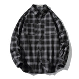 Jinquedai   Flannel Plaid Shirts Men Streetwear Casual Versatile Autumn High Quality Male Harajuku Oversized Retro Long-sleeved Blouses jinquedai