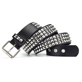 Jinquedai new luxury square bead rivet belt metal pyramid straps men and women punk rock hardware jeans designer female waist belts jinquedai