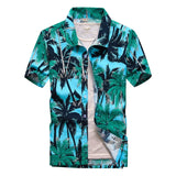 Jinquedai 26 Colors Summer Fashion Mens Hawaiian Shirts Short Sleeve Button Coconut Tree Print Casual Beach Aloha Shirt Plus Size 5XL jinquedai